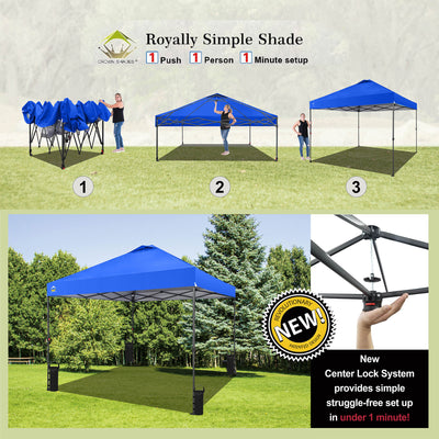 Crown Shades 10 x 10 Foot Instant Canopy Tent, Portable Shelter, Blue(Used)