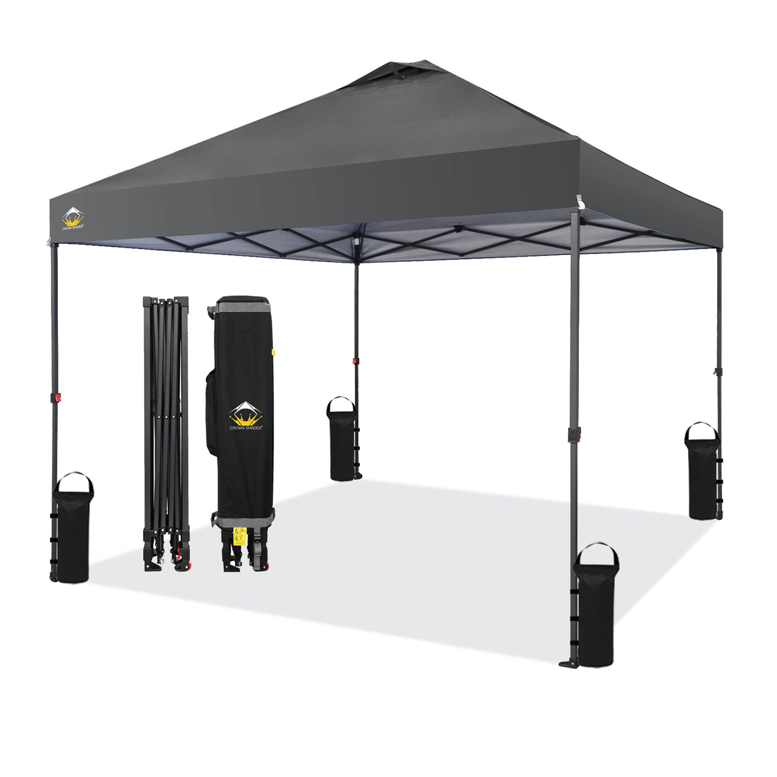 Crown Shades 10 x 10 Foot Instant Canopy Tent, Portable Shelter, Grey (Used) - VMInnovations