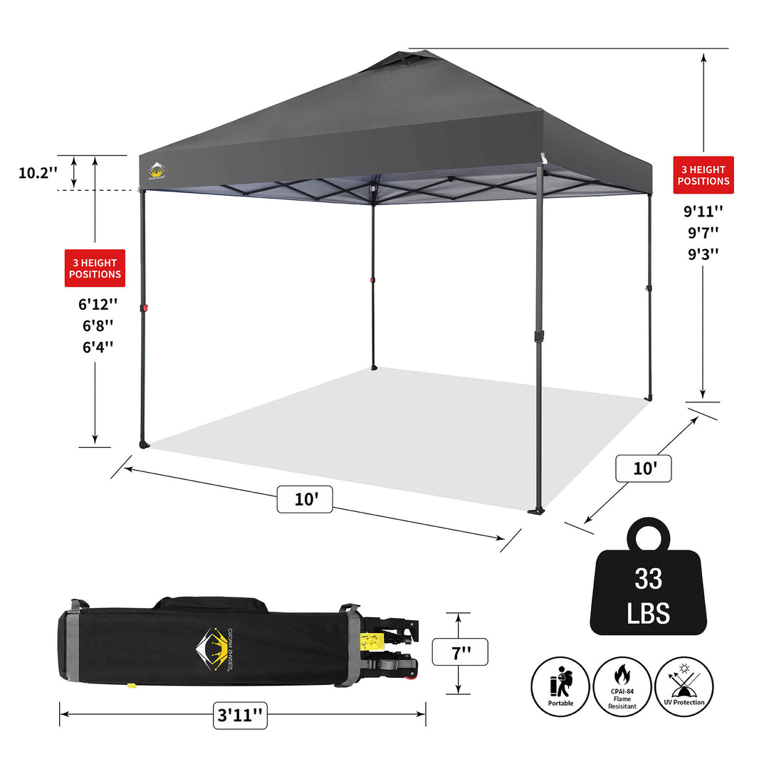 Crown Shades 10 x 10 Foot Instant Canopy Tent, Portable Shelter, Grey (Used)