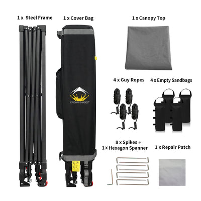Crown Shades 10 x 10 Foot Instant Canopy Tent, Portable Shelter, Grey (Used) - VMInnovations