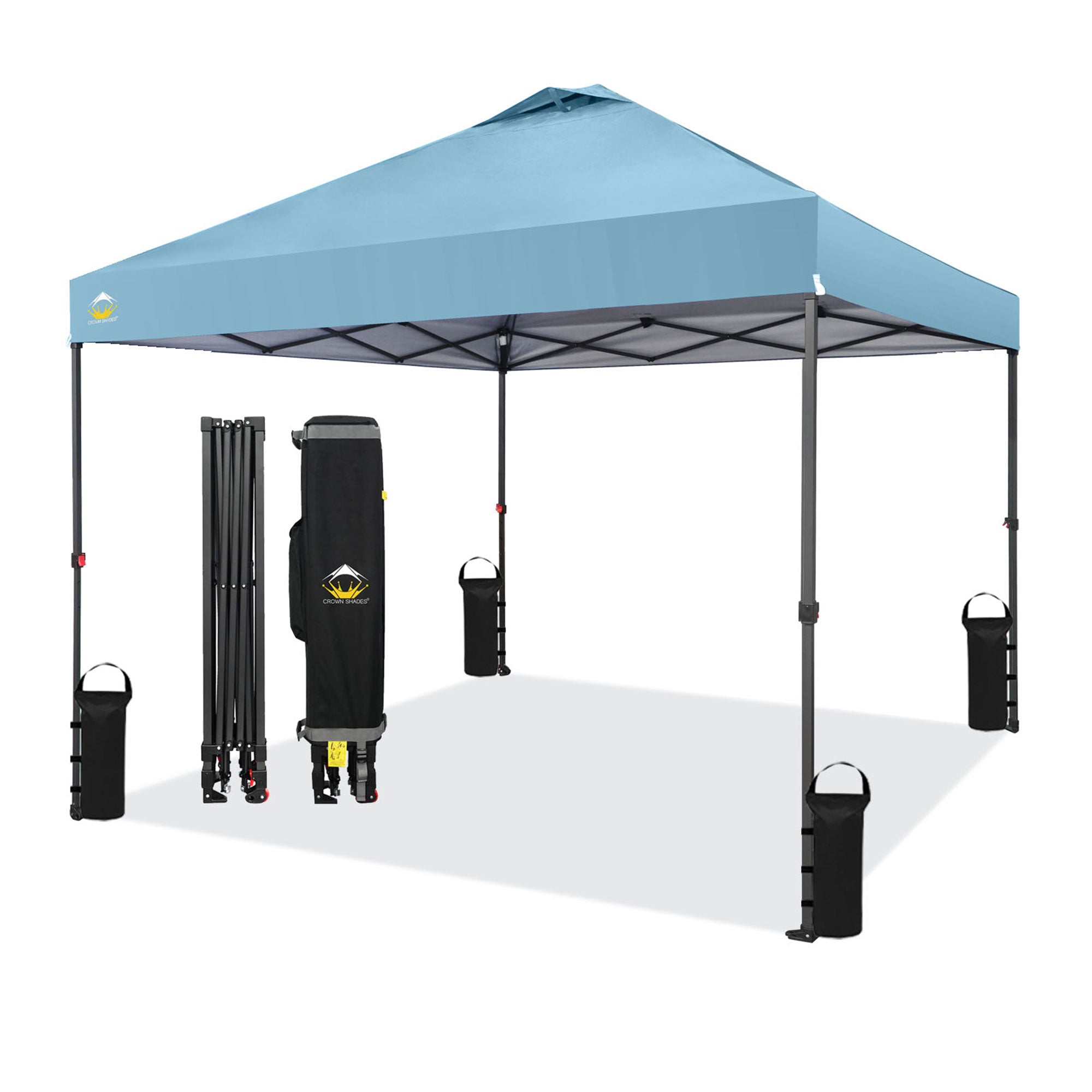 Crown Shades 10x10ft Instant Canopy Tent, Portable Outdoor Shelter, Cyan (Used) - VMInnovations