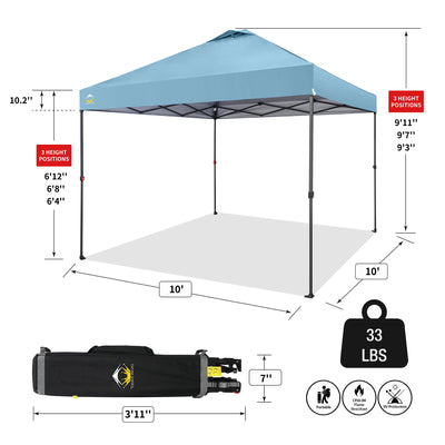 Crown Shades 10x10ft Instant Canopy Tent, Portable Outdoor Shelter, Cyan (Used) - VMInnovations
