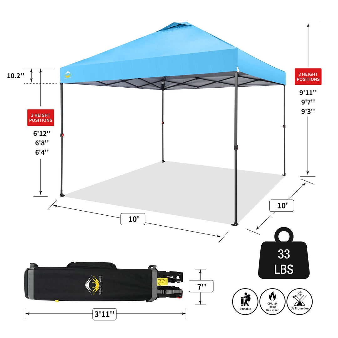 Crown Shades 10 x 10 Ft Instant Canopy Tent, Portable Shelter, Sky Blue (Used)