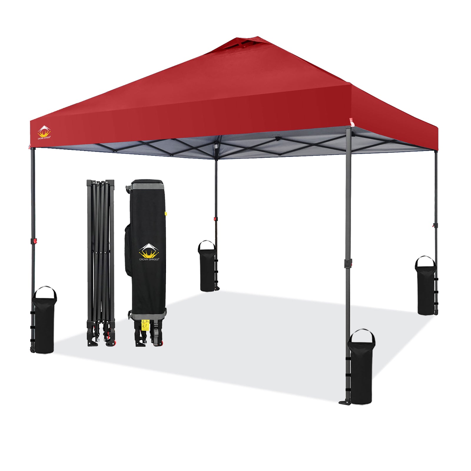 Crown Shades 10 x 10ft Instant Canopy Tent, Portable Outdoor Shelter, Red (Used) - VMInnovations