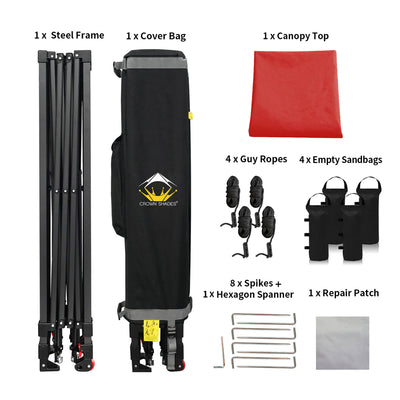 Crown Shades 10 x 10ft Instant Canopy Tent, Portable Outdoor Shelter, Red (Used) - VMInnovations