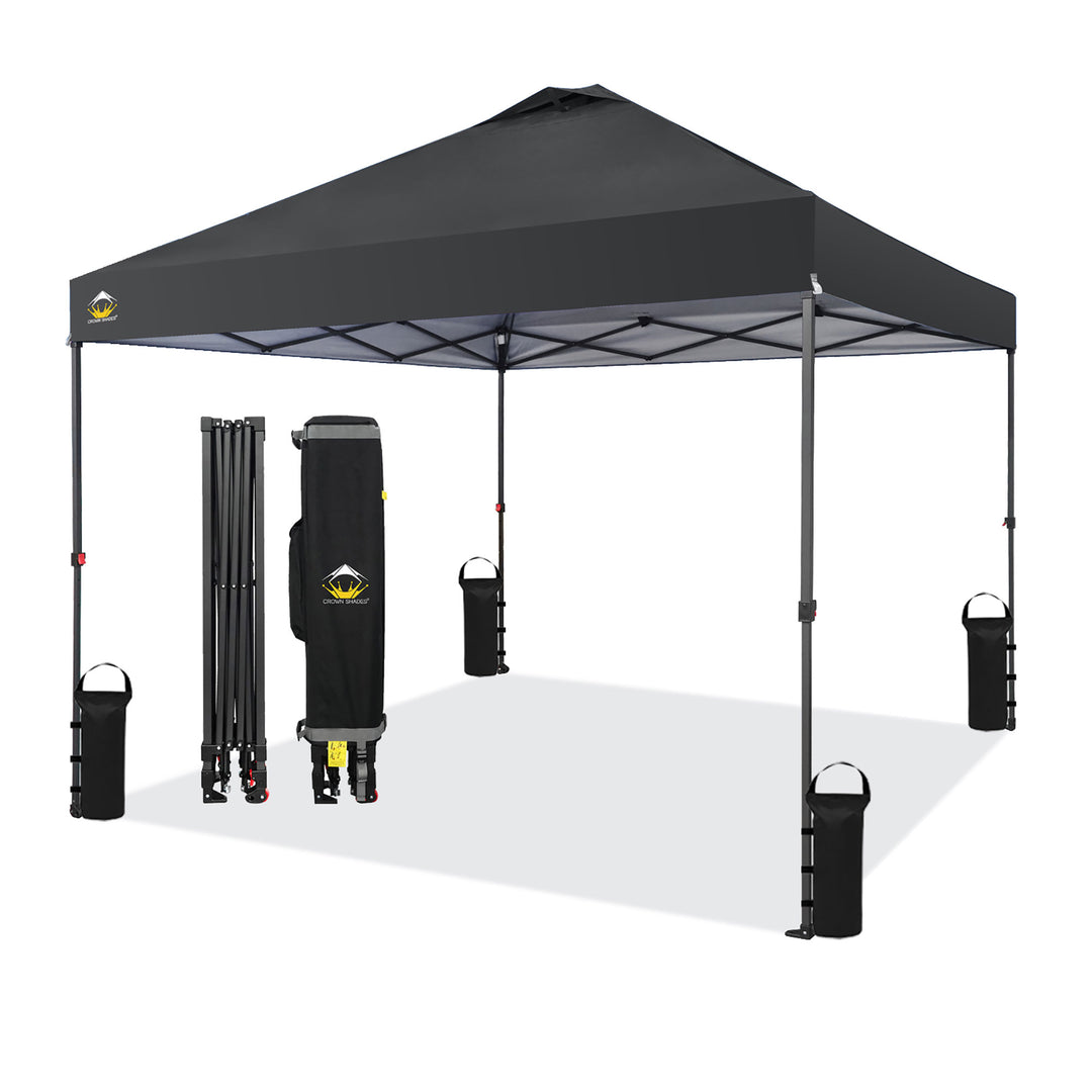 crown tent 10x10 Pop Up Canopy Beach Tent with One Push Setup Outdoor Canopy Tent Black