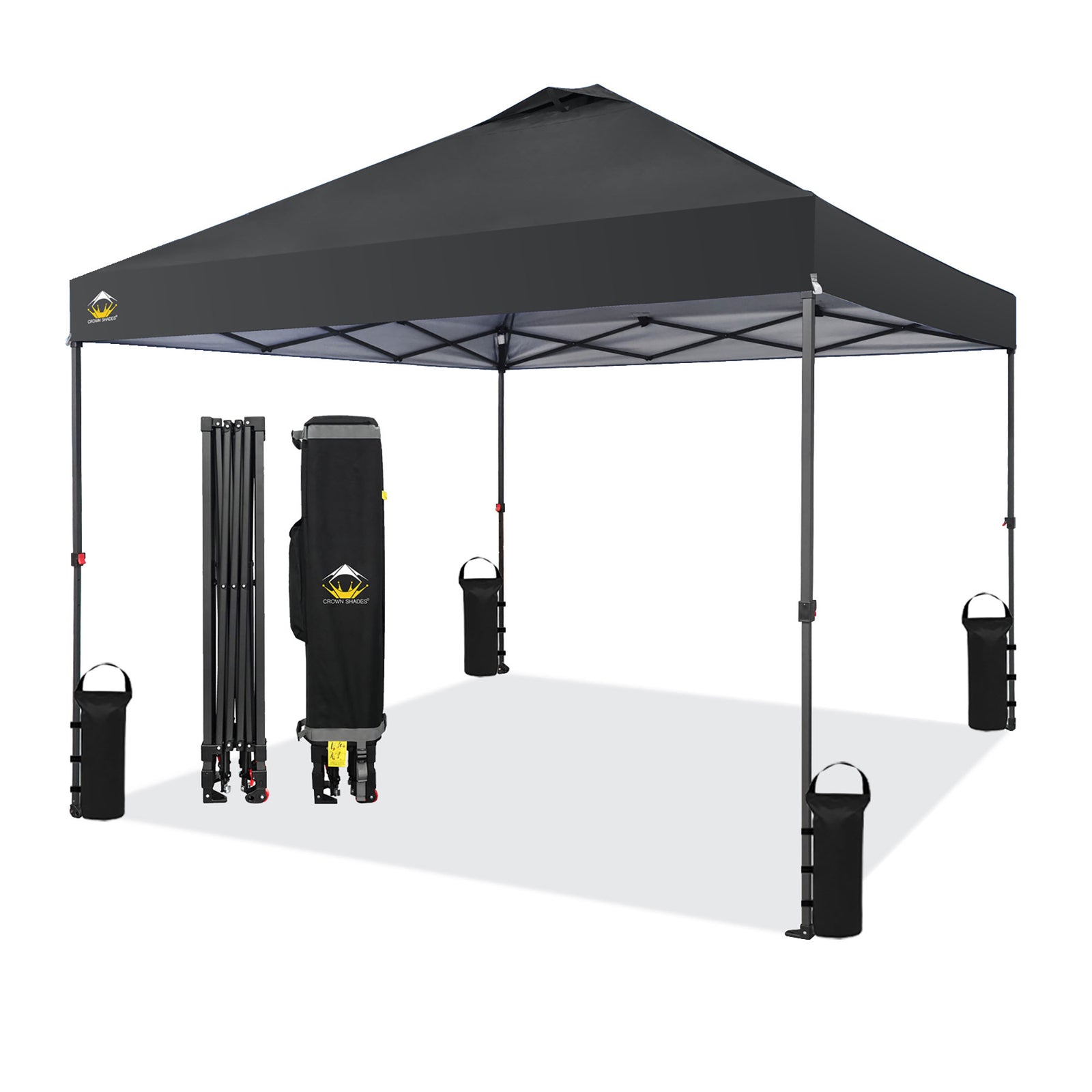 Crown Shades 10 x 10ft Instant Canopy Tent, Portable Outdoor Shelter,Black(Used) - VMInnovations