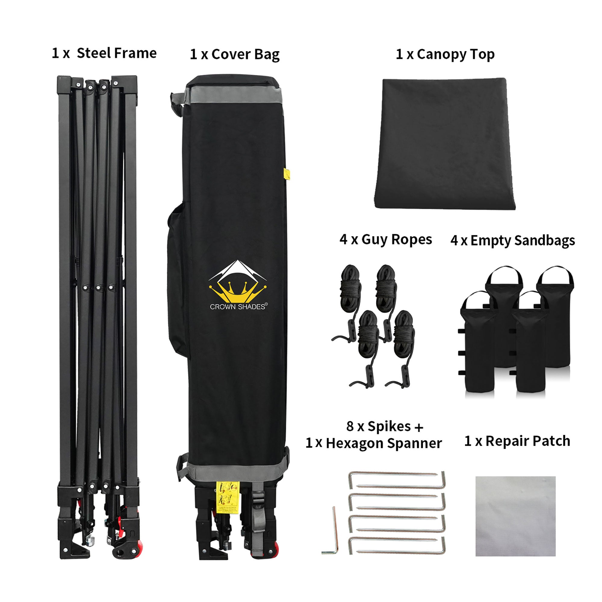 Crown Shades 10 x 10ft Instant Canopy Tent, Portable Outdoor Shelter,Black(Used) - VMInnovations