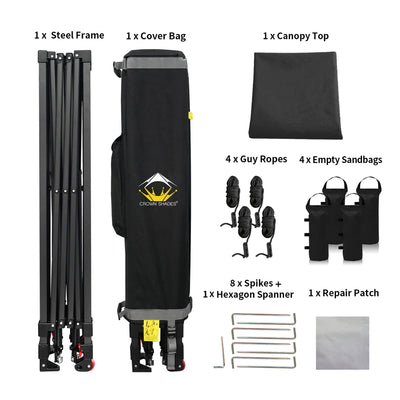 Crown Shades 10 x 10ft Instant Canopy Tent, Portable Outdoor Shelter,Black(Used) - VMInnovations