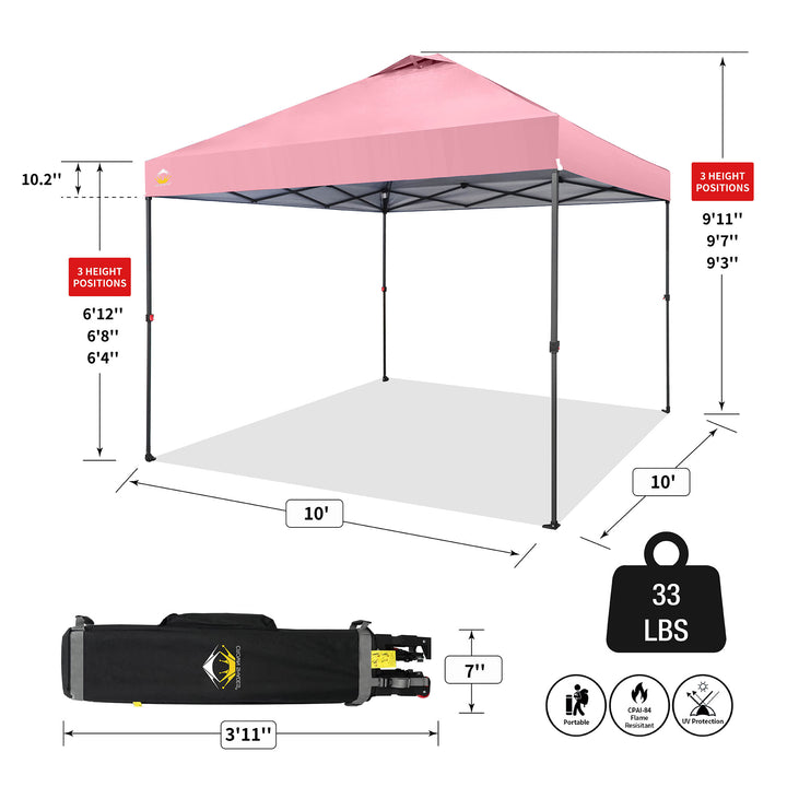 Crown Shades 10 x 10 Foot Instant Canopy Tent, Portable Shelter, Pink (Used)