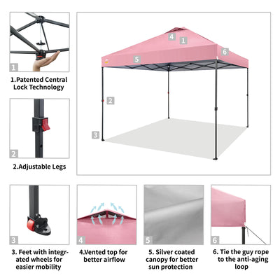 Crown Shades 10 x 10 Foot Instant Canopy Tent, Portable Shelter, Pink (Used) - VMInnovations