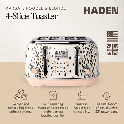 Haden Margate Poodle & Blonde Stainless Steel 4 Slice Toaster w/Wide Slots(Used)