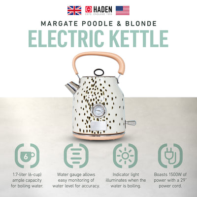 Haden Margate Poodle and Blonde Electric Kettle, 1.7 Cordless, Multicolor (Used)