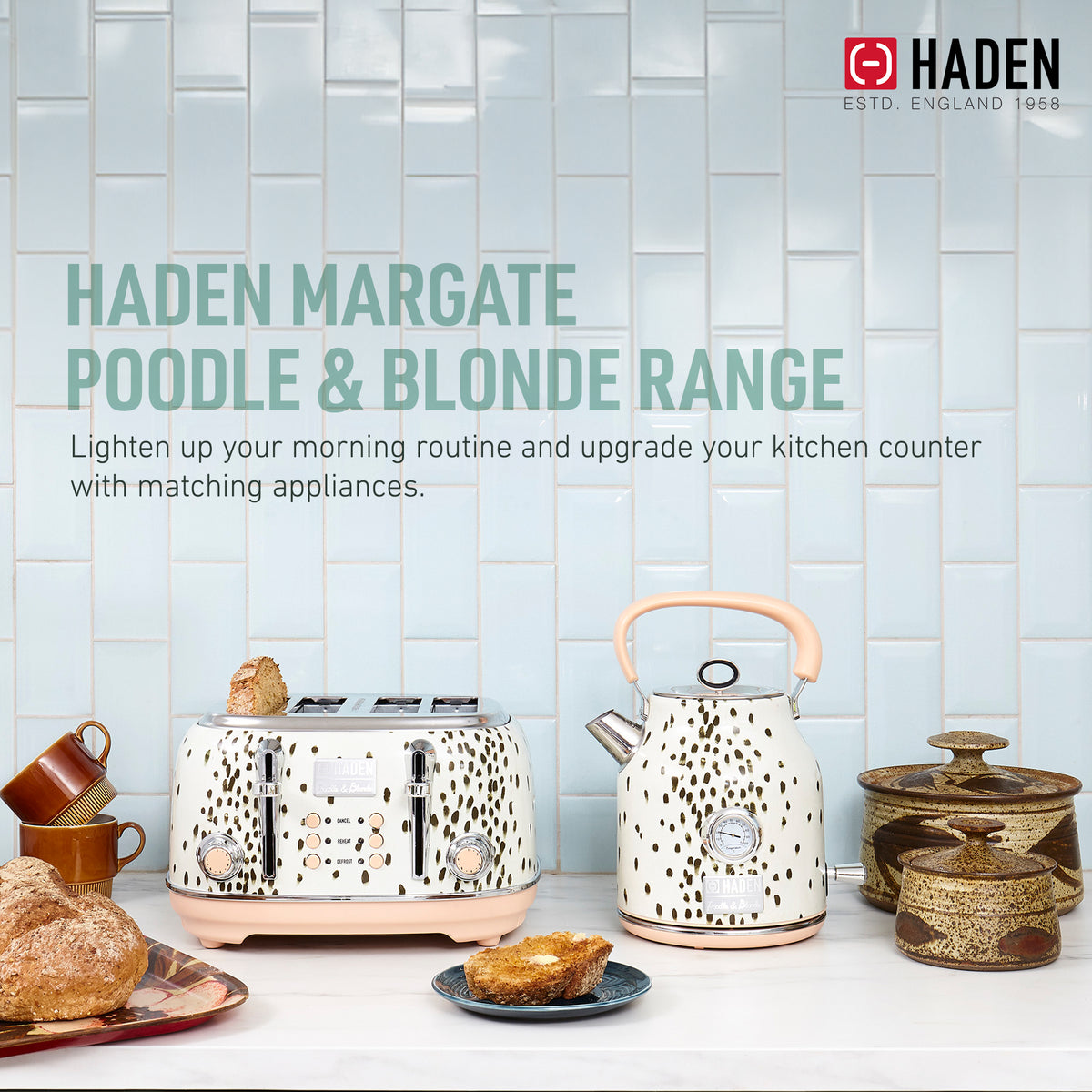 Haden Margate Poodle and Blonde Electric Kettle, 1.7 Cordless, Multicolor (Used)