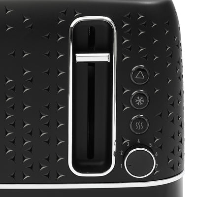 Haden Starbeck 4 Slice Wide Slot Stainless Steel Toaster, Black & Chrome