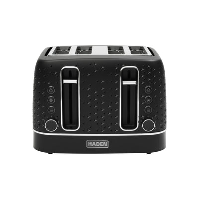 Haden 4 Slice Wide Slot Stainless Steel Toaster, Black & Chrome (Open Box) - VMInnovations