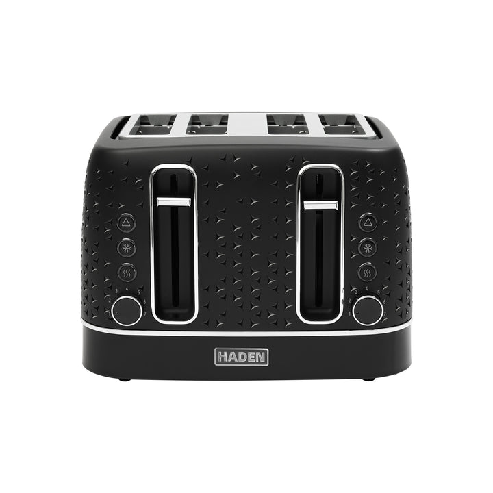 Haden 4 Slice Wide Slot Stainless Steel Toaster, Black & Chrome (Open Box)