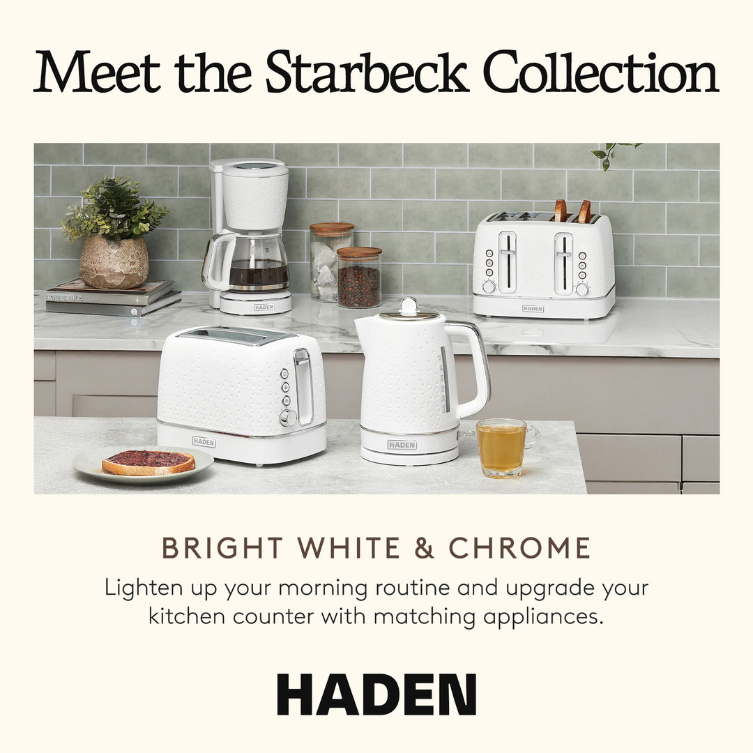 Haden Starbeck Sleek 10 Cup Drip Coffee Maker, 1.5L Tank, White (Open Box) - VMInnovations