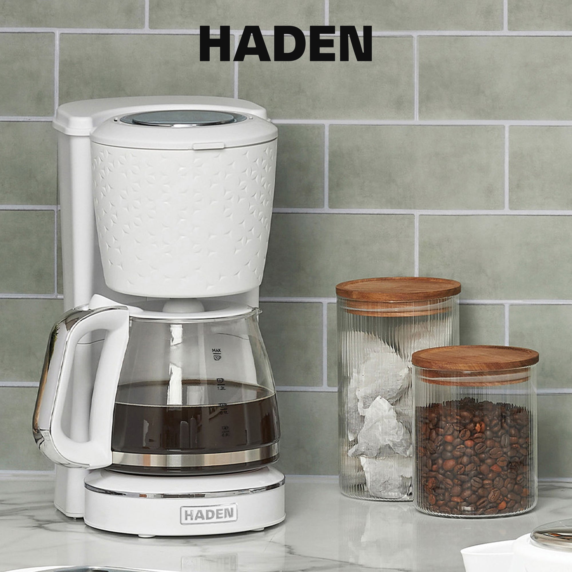Haden Starbeck Sleek 10 Cup Drip Coffee Maker w/ Glass Carafe, White (Used)