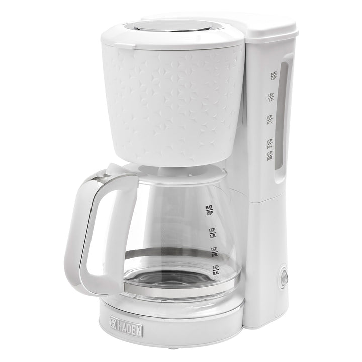 Haden Starbeck Sleek 10 Cup Drip Coffee Maker w/ Glass Carafe, 1.5L Tank, White