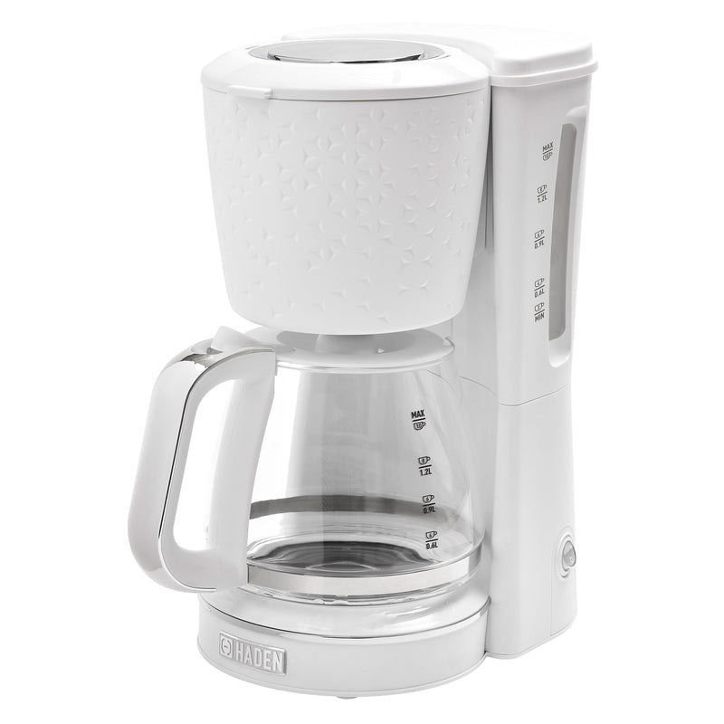 Haden Starbeck Sleek 10 Cup Drip Coffee Maker w/ Glass Carafe, 1.5L Tank, White