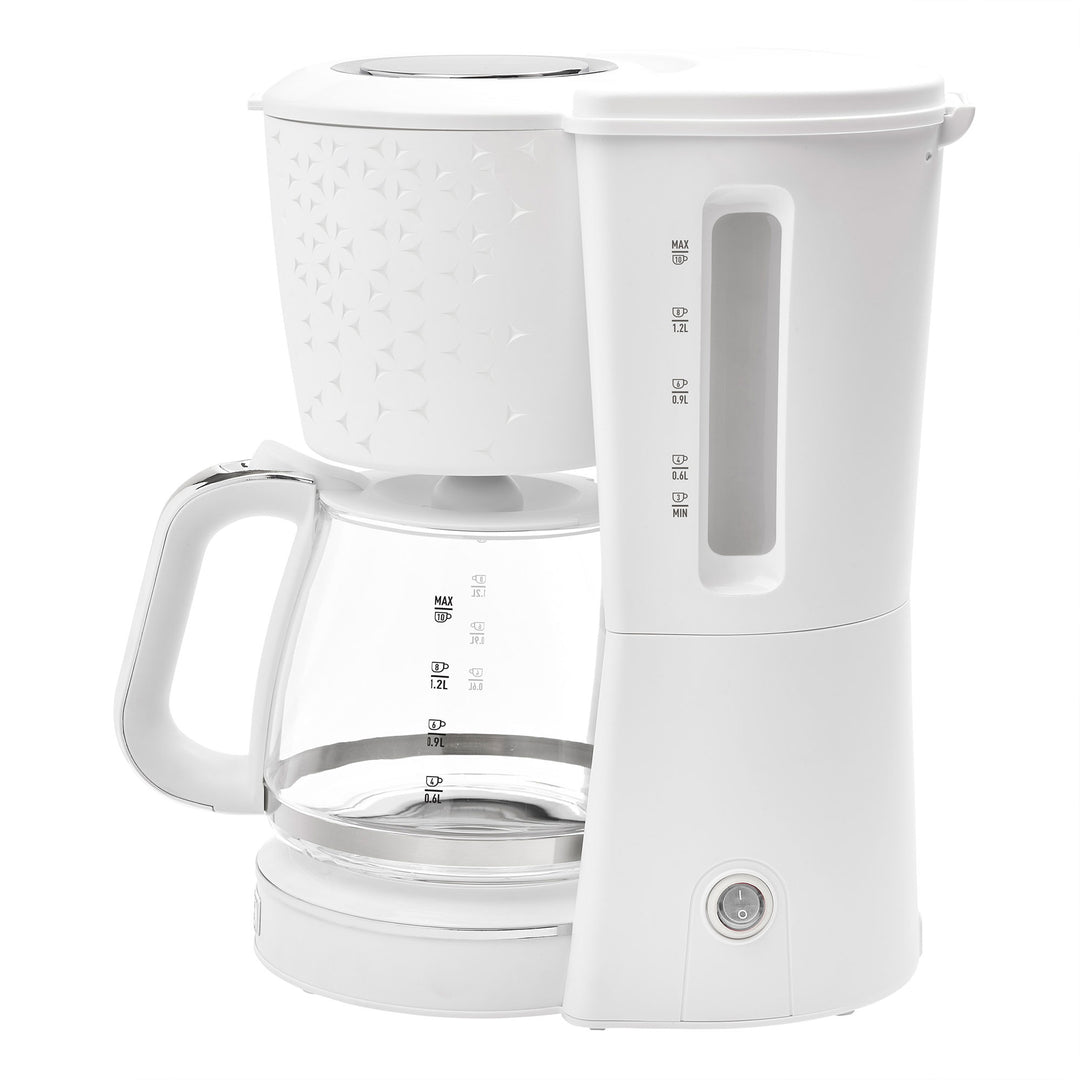 Haden Starbeck Sleek 10 Cup Drip Coffee Maker w/ Glass Carafe, 1.5L Tank, White