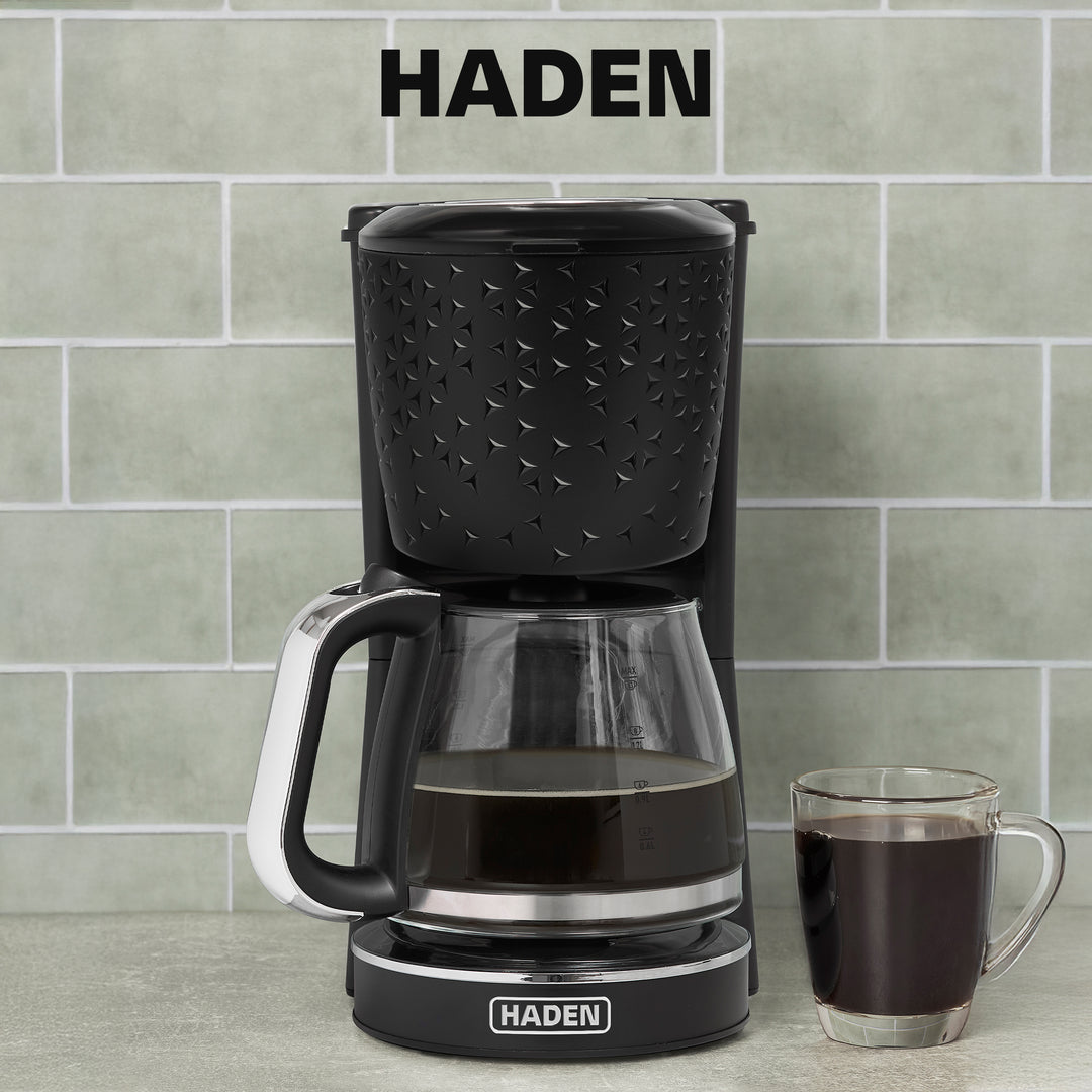 Haden Starbeck Coffee Machine, 10 Cup Coffee Maker, Black & Chrome (Open Box)