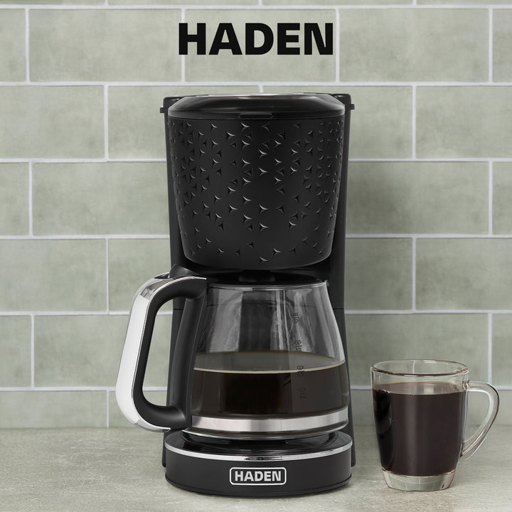 Haden Starbeck Coffee Machine, 10 Cup Coffee Maker, Black & Chrome (Open Box)