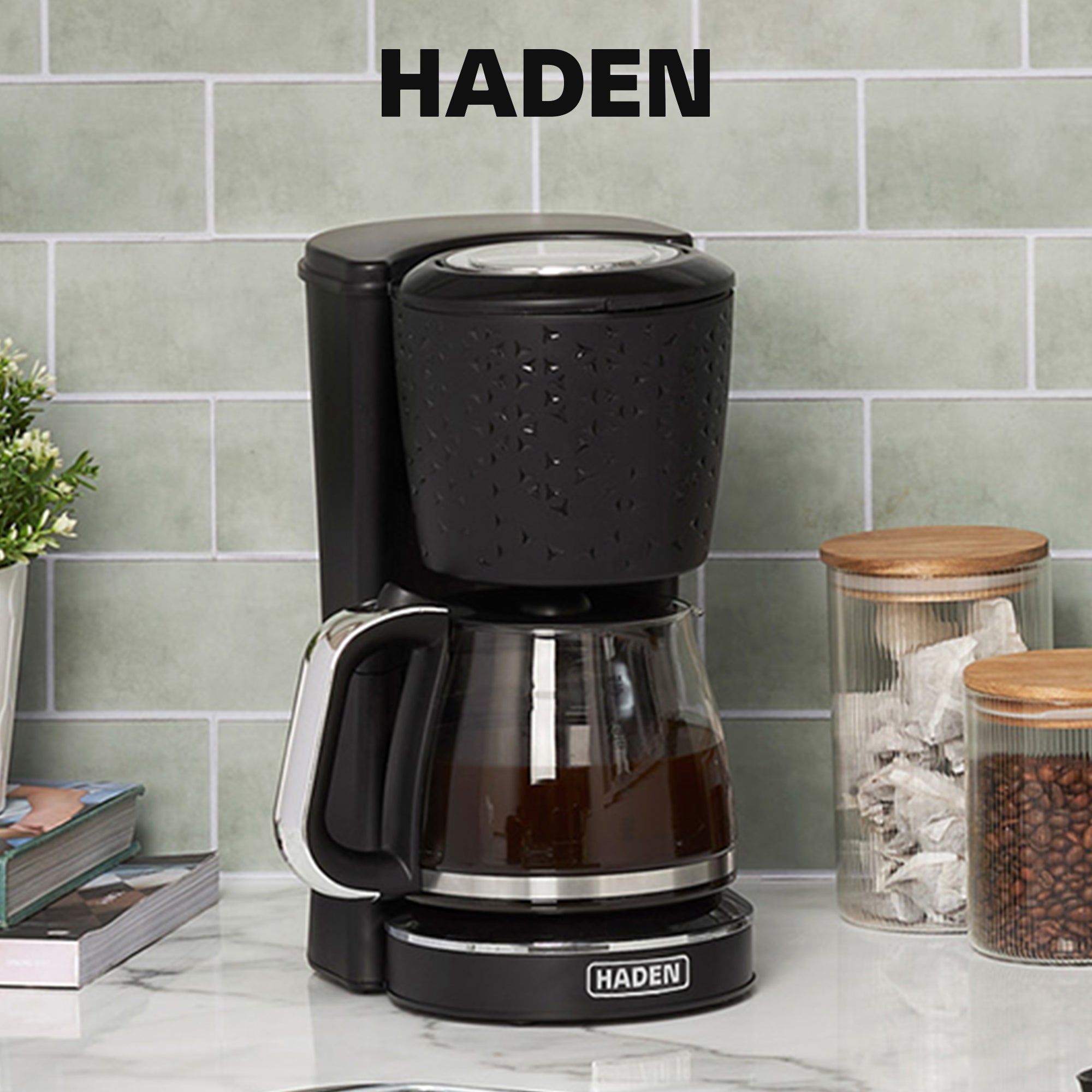 Haden Starbeck Coffee Machine, 10 Cup Automatic Coffee Maker, Black & Chrome - VMInnovations