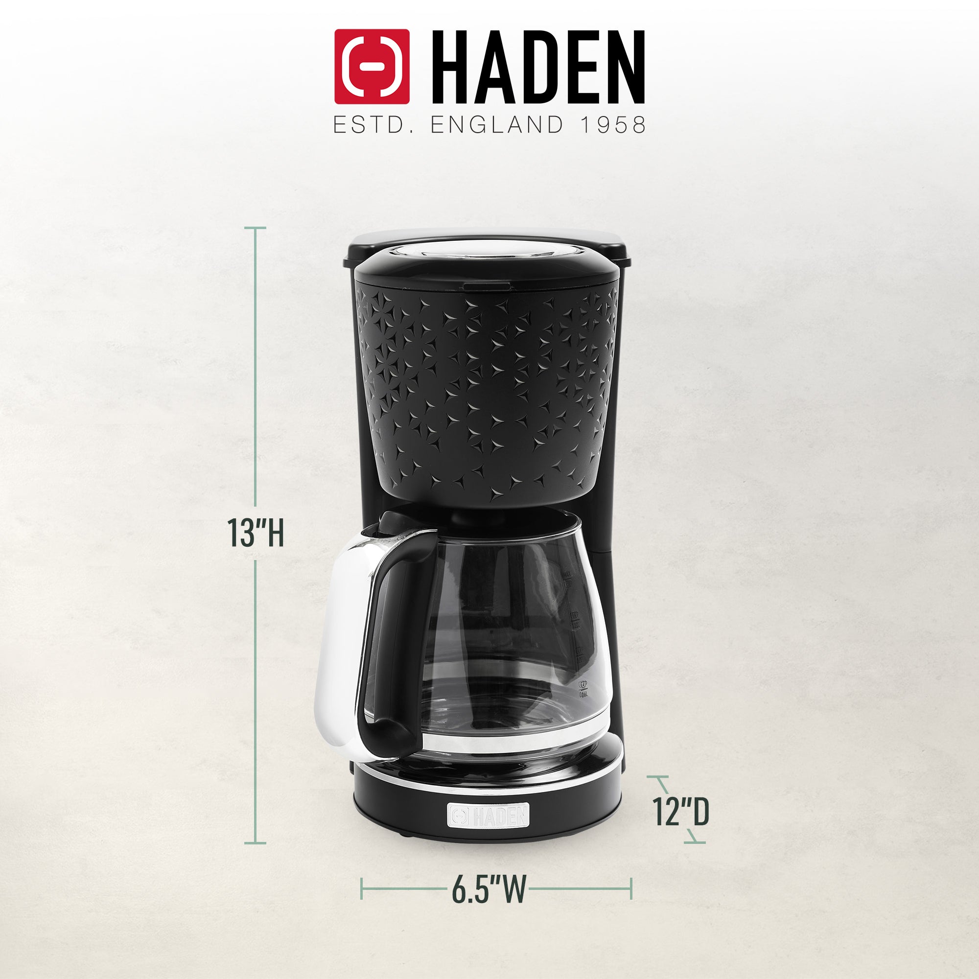 Haden Starbeck Coffee Machine, 10 Cup Auto Coffee Maker, Black & Chrome (Used) - VMInnovations