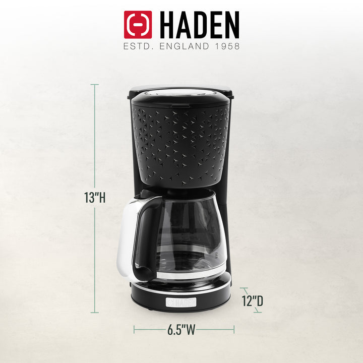 Haden Starbeck Coffee Machine, 10 Cup Automatic Coffee Maker, Black & Chrome