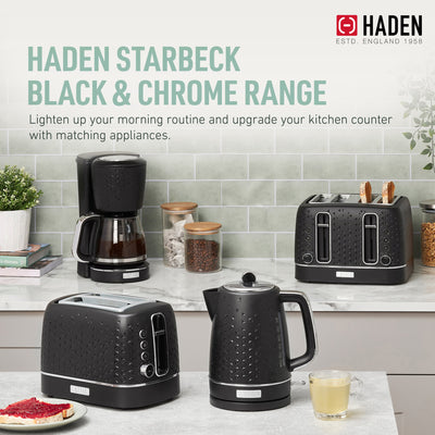 Haden Starbeck Coffee Machine, 10 Cup Auto Coffee Maker, Black & Chrome (Used) - VMInnovations