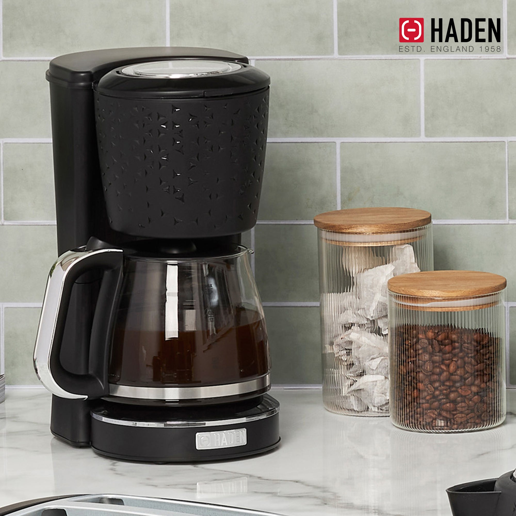 Haden Starbeck Coffee Machine, 10 Cup Auto Coffee Maker, Black & Chrome (Used) - VMInnovations