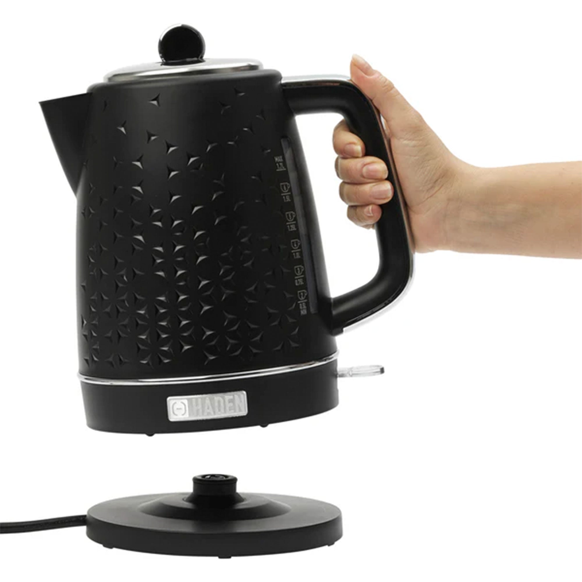 Haden Electric Kettle Textured w/Auto Shut Off & Light Indicator, Black (Used) - VMInnovations