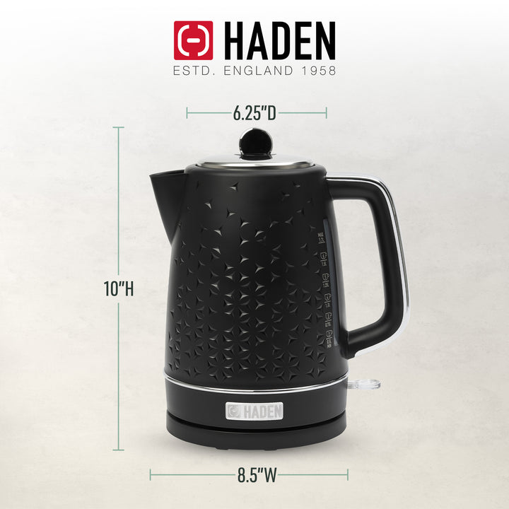 Haden Starbeck 1.7 Liter Stainless Steel Electric Water Kettle, Black & Chrome