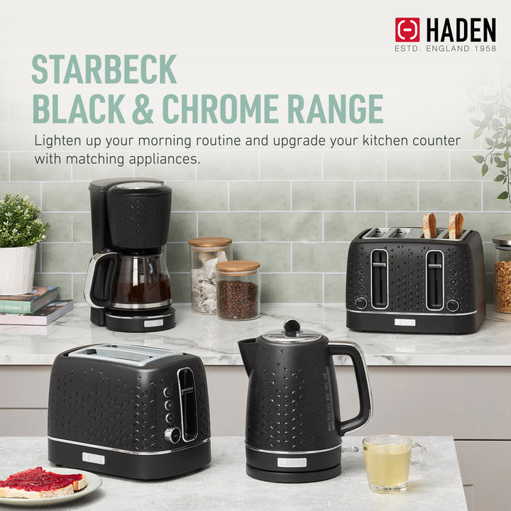 Haden Electric Kettle Textured w/Auto Shut Off & Light Indicator, Black (Used)