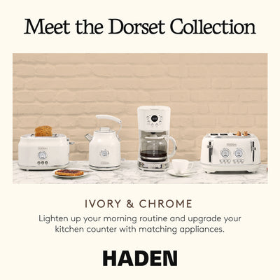Haden Dorset 2 Slice Wide Toaster & Dorset 1.7 Liter Water Kettle, Putty/Ivory - VMInnovations