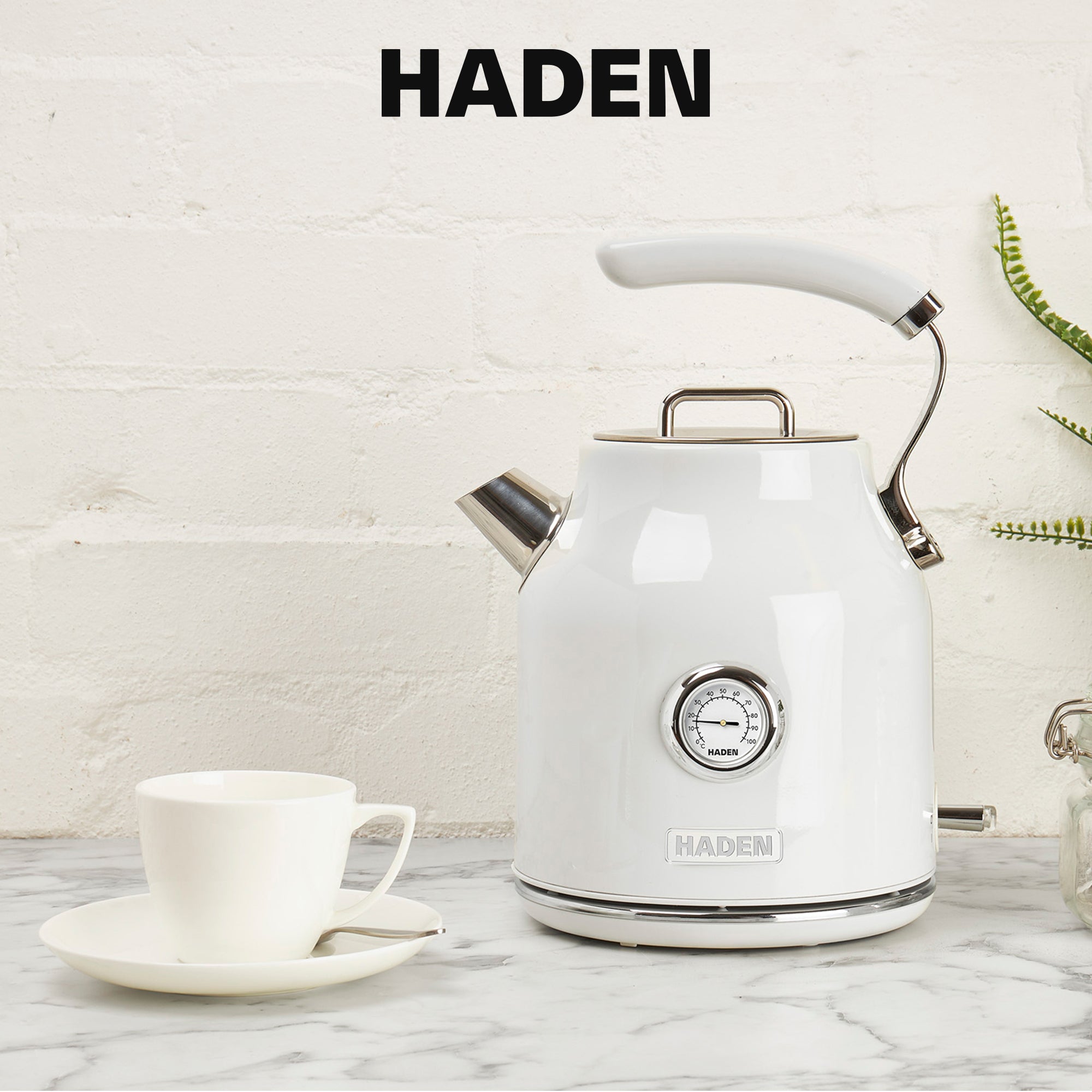 Haden Dorset 1.7 Liter Electric Water Kettle w/ 360-Degree Base, Ivory & Chrome - VMInnovations