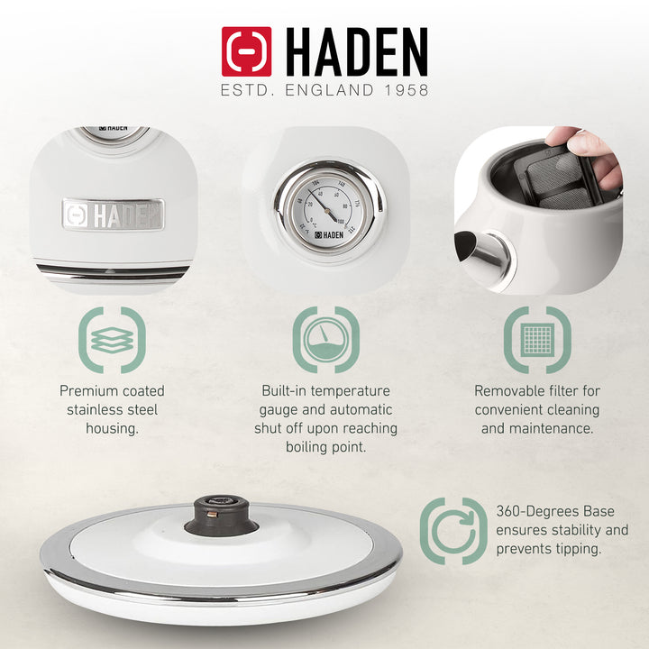 Haden 1.7L Cordless Electric Kettle w/Auto Shut Off for Kitchen, Ivory (Used) - VMInnovations