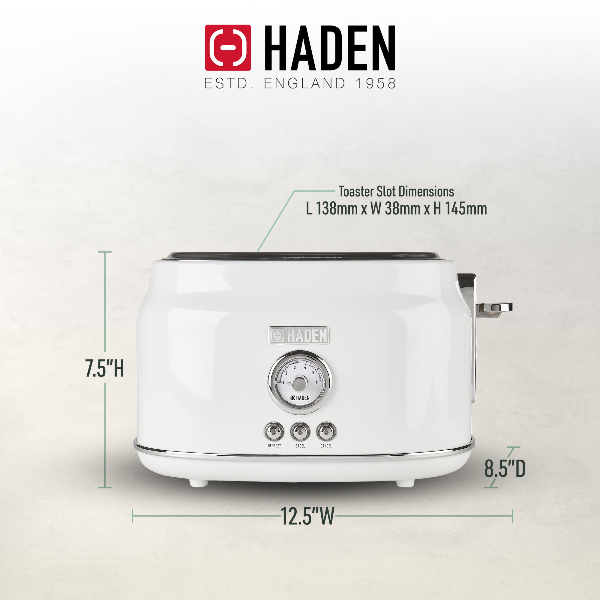 Haden Dorset 2 Slice Extra Wide Slot Stainless Steel Toaster w/Tray, Ivory(Used) - VMInnovations