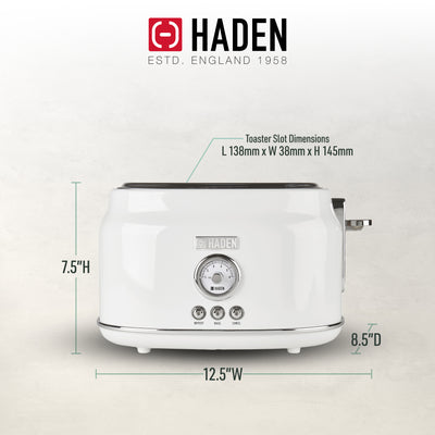 Haden Dorset 2 Slice Extra Wide Slot Stainless Steel Toaster w/Tray, Ivory(Used) - VMInnovations