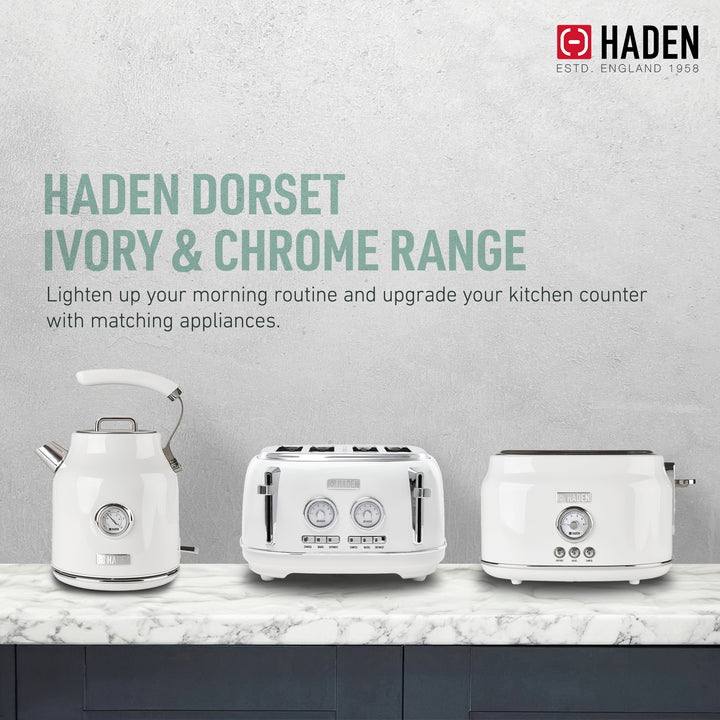 Haden Dorset 2 Slice Wide Slot Stainless Steel Toaster w/Tray, Ivory (Open Box)