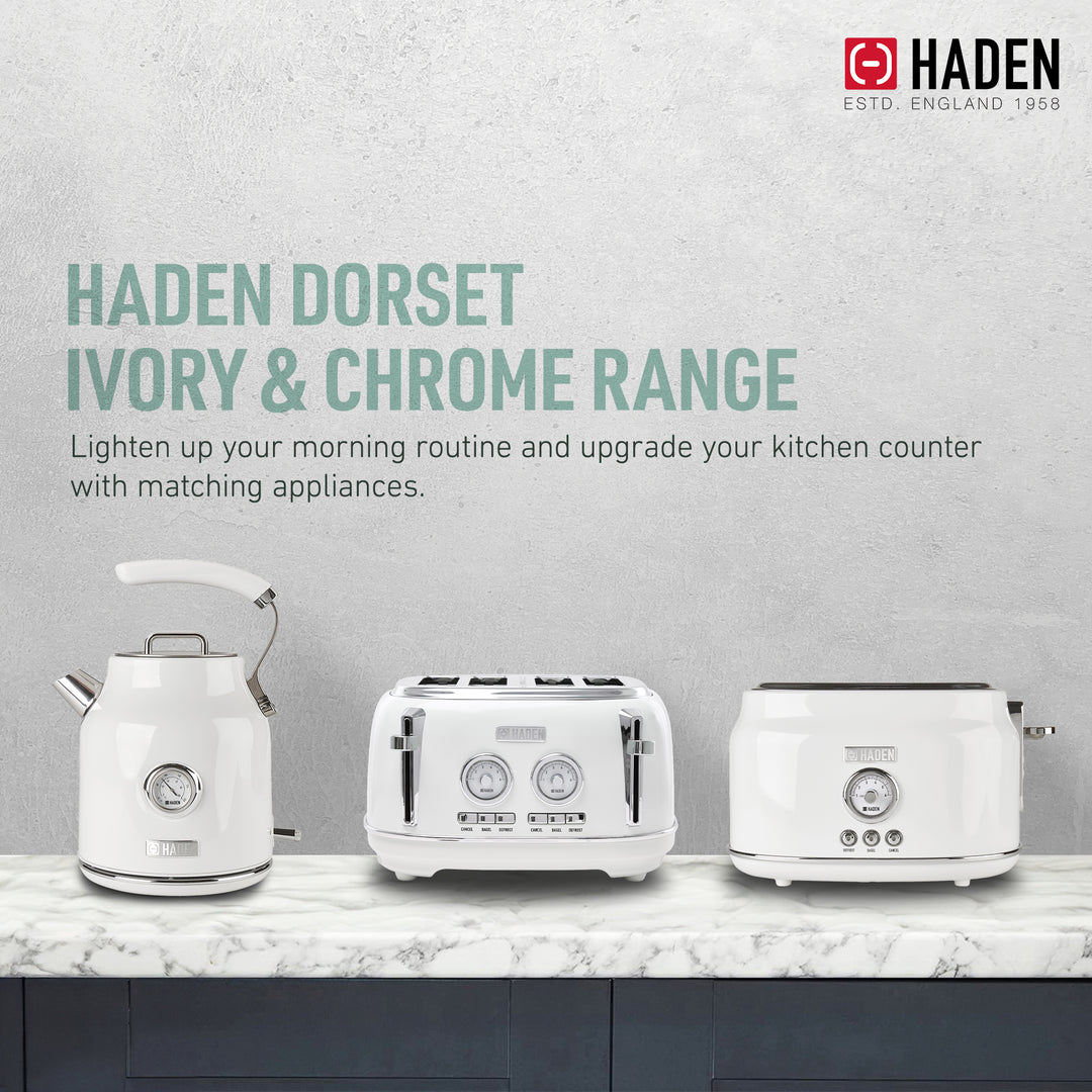 Haden Dorset 2 Slice Wide Slot Stainless Steel Toaster w/Tray, Ivory (Open Box)