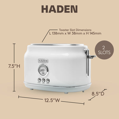 Haden Dorset 2 Slice Wide Slot Stainless Steel Toaster w/Tray, Ivory (Open Box) - VMInnovations