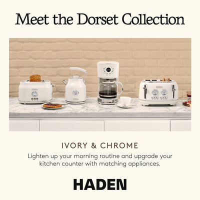 Haden Dorset 2 Slice Wide Slot Stainless Steel Toaster w/Tray, Ivory (Open Box) - VMInnovations