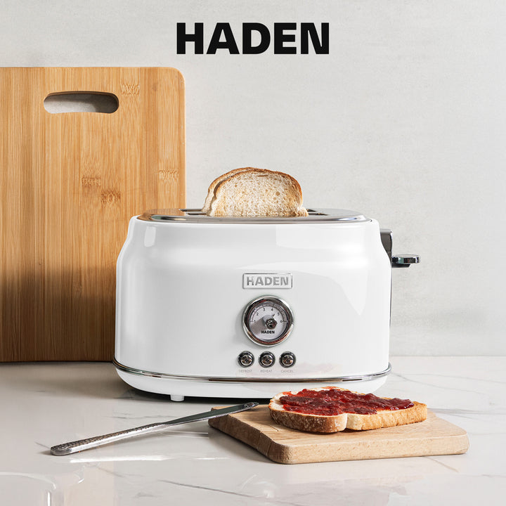 Haden Dorset 2 Slice Wide Slot Stainless Steel Toaster w/Tray, Ivory (Open Box) - VMInnovations