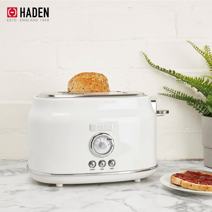 Haden Dorset 2 Slice Extra Wide Slot Stainless Steel Toaster with Tray, Ivory