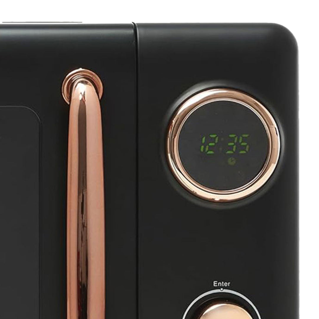 Haden 700 Watt 0.7 Cubic Foot Microwave Oven with Digital Controls, Black/Copper