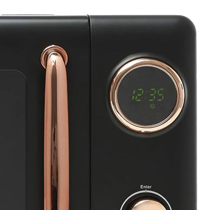 Haden 700 Watt 0.7 Cubic Foot Microwave Oven with Digital Controls, Black/Copper