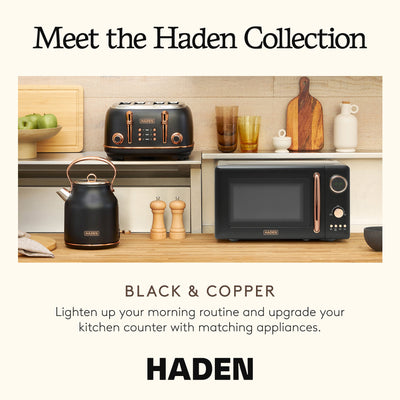 Haden 700 Watt 0.7 Cubic Foot Microwave Oven with Digital Controls, Black/Copper - VMInnovations
